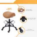 Saddle Salon Stool with Footrest,Heavy Duty, Adjustable Height, Rolling Esthetician Chair for Tattoo Spa Medical Dentist Clinic(Brown), Standard