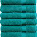 Pleasant Home Bath Towels Set of 6 (24 x 50) 100% Cotton, 515 GSM | Lightweight, Soft & Highly Absorbent Luxury Towels for Bathroom | for Gym, Pool & Spa | 6 Pack, Teal