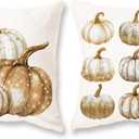 TAJWE Fall Pillow Covers 18x18 Inch Set of 2 Pumpkins Autumn Decorative Pillowcases Farmhouse Seasonal Thanksgiving Harvest Cushion Cases for Sofa Couch Home Decor