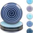 Selamica Ceramic Dessert Plates Set of 6,6 Inch Appetizer Plate for Kitchen for Cake Snacks Side Dish, Microwave Dishwasher Safe, Gradient Blue