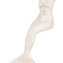 Sungmor 14.3" Tall Large Cast Iron Mermaid Statue, Sitting Mermaid Sculpture Decoration for Pool Pond Birdbath Shelf Desk, Rustic White Garden Figurines for Indoor Outdoor Fish Tank Fountain Rockeries