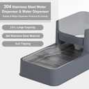 Stainless Steel Cat Feeder and Water Dispenser,Gravity Waterer & Food Feeder Set with Stainless Steel,Large Capacity Pet Food Bowl for Small Medium Dog Pets Puppy Kitten(Grey,1 Gallon)