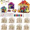 8Pcs Christian Easter Crafts Wooden House for Boy Girl & Adult, Religious Easter Activities DIY Kit with Jesus He Is Risen Egg Bunny, Spring Bible Art Gift for Basket Stuffers Party Favors Decor Bulk