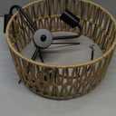 3-Light Coastal Woven Flush Mount Light Fixture Boho Rustic Hemp Rope Drum Semi Flush Mount Ceiling Light for Hallway Bedroom Kitchen Entryway Farmhouse Living Room, Black