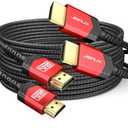 JSAUX 8K HDMI Cables 2.1 10FT 2-Pack 48Gbps Ultra High Speed Cords(8K@60Hz 7680x4320, 4K@120Hz) eARC HDR10 HDCP 2.2 & 2.3 3D, Compatible with PS5/PS4/X-Box/Roku TV/HDTV/Blu-ray/LG/Samsung QLED