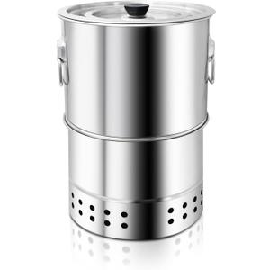 Stainless Smokeless Charcoal Grills Surround Charcoal Barrel Grill 360 Smokeless Outdoor Barbecue Grill for Travel for Travel, Outdoor Cooking and BBQ, Camping Grill Picnic Patio Backyard