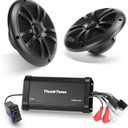 Marine Powersport Bluetooth Amplifier Audio System with 2pcs Black Speakers, Class D 60W x 4 CH, Switch Mount, Suitable for Motorcycle, UTV, ATV, Boat