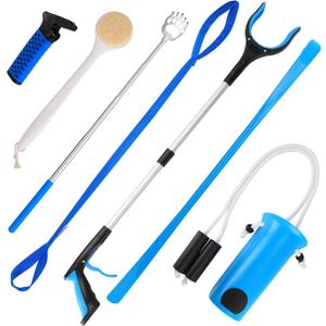 7PC Hip Kit, Hip Kit for Seniors Total Hip Replacement Prime, Mobility Aids with Reacher Grabber, Shoe Horn,Sock Aid,Leg Lifter,Shower Brush, Back Scratcher, Car Handle Assist for Surgery Recovery
