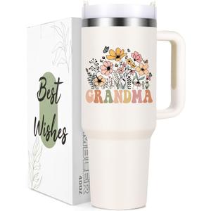 Lifecapido Gifts for Grandma, 40oz Tumbler with Handle, Grandma Christmas Birthday Mothers Day Gifts for Grandmother Grammy Nana Mimi, Creamy