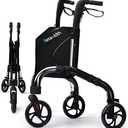 Premium 3 Wheel Rollator Walker for Seniors, Lightweight Foldable Elderly Three Wheeled Rollator with Storage Bag, Aluminum Mobility Aid Rolling Walker