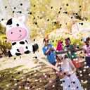 Aoriher Cow Piata with Blindfold and Bat, Farm Animal Theme Birthday Party Supplies Cow Piata for Birthday Party Favors Decor, 16 x 12 x 3.2 Inch