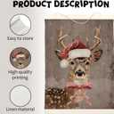 LKETW Vintage Christmas Deer Poster Hanger Frame, 12x16 inch, Pink Bow Deer Wall Art, Farmhouse Living Room Bedroom Decor