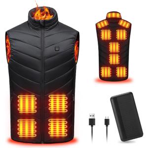 Heated Vest: Premium Heated Vest for Men with 9-Zone Heating, 3 Adjustable Heating Modes 10000mAh Battery for Outdoor (Large, Black)