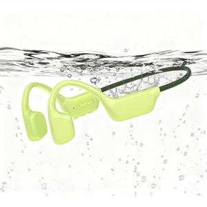 MARLALL Pearl Finish Swimming Headphones, IPX8 Waterproof Bone Conduction Headphones with Built-in MP3, Open Earphones Underwater Swim Earbuds with Bluetooth Sport Headsets for Swimming-Green