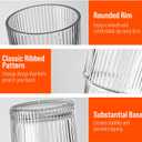 SUROQUE 20oz Ribbed Glass Tumblers with Lids & Straws, Ideal for Iced Coffee, Cocktails & More - Includes Cleaning Brush (EXP 11/25/26)