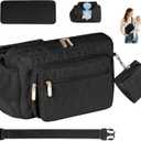 Rexmore Puffer Quilted Fanny Pack Diaper Bag for Mom - Womens Compact Crossbody Purse with Portable Changing Pad & Wipes Pouch, Travel & Quick Errand Baby Essentials Organizer(Black)