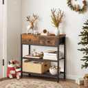 HOOBRO 29.5" Narrow Console Table with 2 Fabric Drawers, Sofa Table, Small Entryway Table with 3-Tier Storage Shelves, Behind Couch Table, for Living Room, Hallway, Rustic Brown and Black BF72XG01, 29.5" L x 9.4" W x 29.5" H
