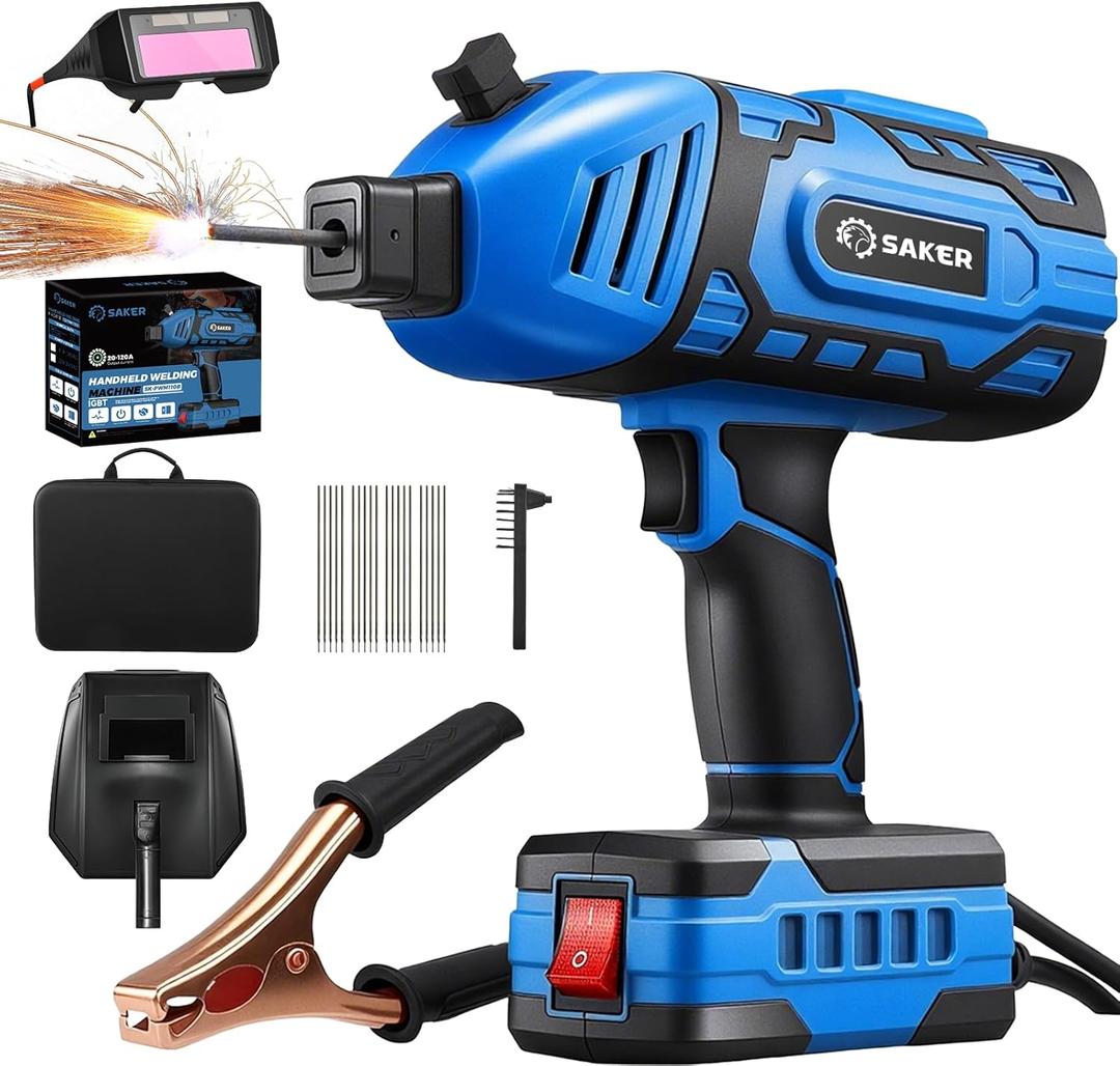 Saker Portable Welding Machine, Welding Machine 110V with IGBT Inverter 5 Variable Current Adjustment, Portable Electric Welding Machine,Fits for 3/32" Wire Rods (Blue)