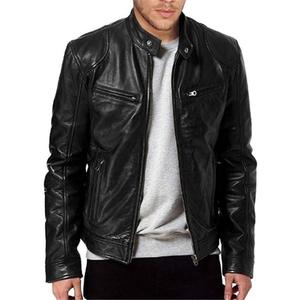 Men's Faux Leather Jacket Collar Zip Up Motorcycle PU Jackets Lightweight Outerwear Biker Vintage Coat, Size XXL