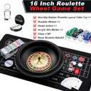 Lunmon Roulette Wheel Game Set Include 16'' Black Roulette Wheel 35" x 16" Rubber Tabletop Layout Mat, 100 Chips Dealer Button Win Marker Casino Game Sets Gift Ideas(Black)