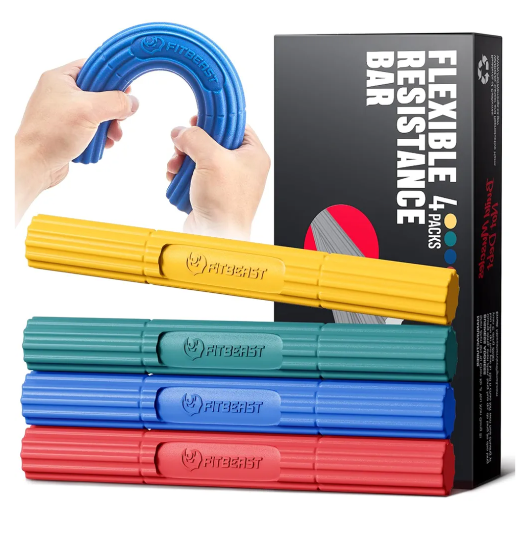 FitBeast Flex Therapy Bar, Tennis Elbow Therapy Bar - Ideal for Relieve Tendonitis Pain & Improve Grip Strength, Fitness Resistance Bar for Golfers Elbow & Tendinitis, Twist Bar for Physical Therapy