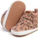 SOFMUO Baby Boys Girls High Top Ankle PU Leather Sneakers Soft Rubber Sole Infant Moccasins Newborn Oxford Loafers Anti-Slip Toddler Wedding Uniform Dress Shoes (12-18 Months Infant, Fuzzy/Leaf)