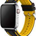 Compatible with Apple Watch Bands 49mm-42mm Silicone Divers Model Replacement Rubber Sport Watch Strap for iWatch Series 10/9/8/7/6/5/4/3 Ultra 2 SE Bicolor for Men and Women (Yellow)