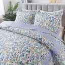 HoneiLife Oversized Queen Quilt - Microfiber Quilt Sets 106"x106",3-Piece Floral Bedspreads, Lightweight Coverlets, Wildflower Quilts, Queen Quilt Bedding Sets for All Season Use (Variety)