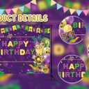 Mardi Gras Birthday Backdrop Purple Green Mask Feather Ballon Birthday Photography Background Women Men Carnival Masquerade Dancing Party Supplies (7x5FT)
