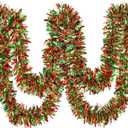 Dingion 59 Feet Christmas Tinsel Garlands Metallic Twist Garland Hanging Garland Ornaments for Halloween Christmas Tree Party Supplies Indoor and Outdoor Decoration(Shinny,Red Green Gold)