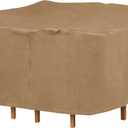 DUCKCOVERS Essential Water-Resistant 76 Inch Square Table & Chair Set Cover, Outdoor Table Cover (Latte)