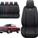 Aierxuan Chevy Silverado GMC Sierra 2 Front Seat Covers Pickup Custom Fit 2007-2025 1500 2500HD 3500HD Crew Double Extended Cab Waterproof Leather Seat Protectors(2 PCS Front, Black)