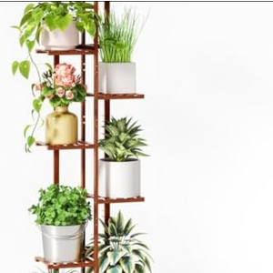 Salatmos Bamboo Plant Stand Indoor, 8 Tier 8 Potted Bamboo Plant Stands for Indoor Plants, Corner Plant Stand, Tiered Plant Stands, Plant Shelf For Indoor, Planter Holder for Multiple w Indoor, Brown