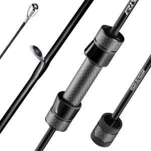 SEASIR Riveria Ultralight Fishing Rod, BFS Spinning Baitcasting Rod, 40T Carbon Fiber Baitcaster Rod, 10 Piece Casting Rod for Freshwater Bass Trout, Fuji O Ring Guide, EVA Handle, Fast, Black, RiveriaS662-UL-F