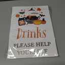 2 x Halloween Baby Shower Tabletop Sign, Drinks Please Help Yourself, Include One 811 Sign with holder, A Little Boo Gender Reveal Party Decoration Supplies - FJ17