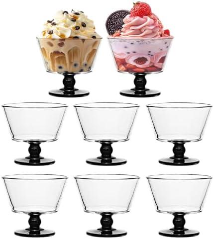 CHPINDAM 9oz Glass Dessert Bowls,ice cream sundae bowls Set of 4 Dessert Cups for Ice Cream, Fruit, Pudding, small snacks, Yogurt, and Appetizers (4)