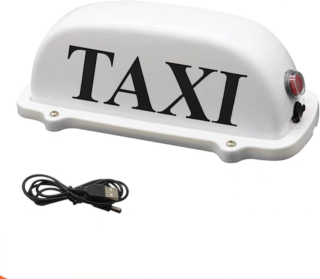 USB Rechargeable Battery Taxi Top Light Roof Taxi Sign with Magnetic Base Waterproof Taxi Dome Light