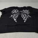 Coquette Bow Black White Checkered Pattern T-Shirt (Small)