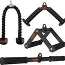 Fitarc Cable Machine Attachment Set, LAT Pulldown Attachments for Home Gym Equipment, Tricep Pull Down Attachment for Home Gym Accessories, LAT Pull Down Bar and Tricep Rope Cable Attachment