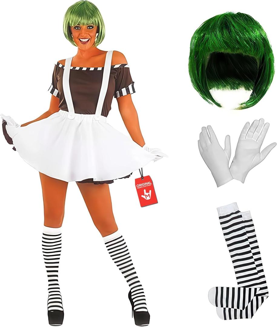 fun shack Women's Chocolate Factory Costume, Book Character Costumes for Adults, Women's Halloween Costumes (Small, White)