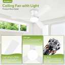 42" White Ceiling Fans with Lights and Remote, Low Profile Ceiling Fan with Light, Reversible DC Motors, 3CCT Dimmable Timer Noiseless, Flush Mount Ceiling Fan for Bedroom/Living Room