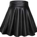 Faux Leather Skirts,Mini Multipurpose Work Nightclub Elastic High Waist Dress for Women M