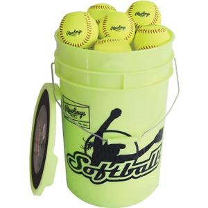 Rawlings | Bucket of 12 Practice Softballs | All Ages | 12" RFPBP12SY | Synthetic Cover
