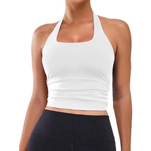 BMJL Womens Halter Built in Bra Workout Sports Tank Tops Summer Trendy Backless Going Out Clothing 2025, XS