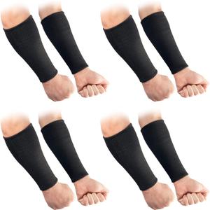 4 Pairs Forearm Sleeves, Arm Protectors for Thin Skin and Bruising, Level 3 Cut Resistant Sleeves, Arm Protection for Gardening, Yard Working, Pet Grooming, Black (One Size)