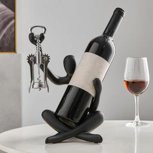 Thinker Statue Wine Rack, Black Modern Rack for Kitchen Table Decor, Single Wine Bottle Holder Countertop for Bar, Small Bottle Holder Rack, 7 inches x 7.36 inches x 10.6 inches