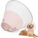 Dog Cone Collar for Recovery: Soft Elizabethan Collar Alternative to Stop Licking, Adjustable Pet Cone for Large, Medium, Small Dogs, for Surgery, Spay, Injury, Skin Treatment (2XL(Depth: 12.2, Girth:15-22), Light Pink)
