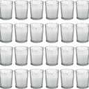 Flamecan 24 Pack Clear Glass Filled White Votive Candles. Unscented Votive Candles for Home Decor Spa Weddings Birthdays Holidays Party