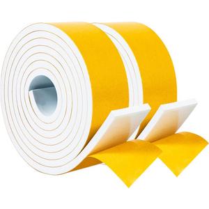 Yotache White Foam Weather Stripping 2" x1/4", Self Stick High Density Closed Cell Foam Rubber Insulation Tape, Total 13 Feet Long