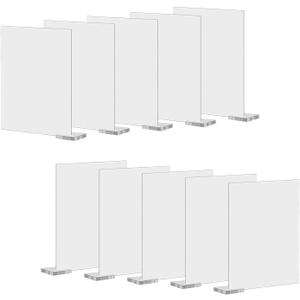10x Rectangle Acrylic Place Cards Holder Table Centerpiece Blank Card Acrylic Signs for Wedding, Event, Party Table Seating Guest Names Food Signs Decor
